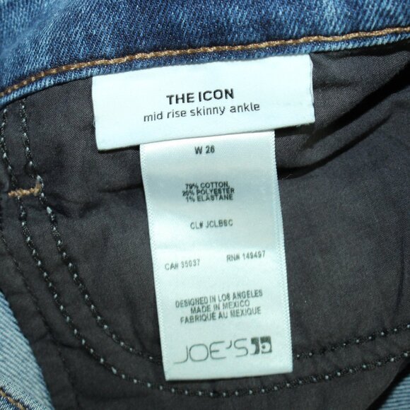 Joe's Women's The Icon Mid Rise Skinny Ankle Blue Jeans Size 26 - Picture 6 of 8